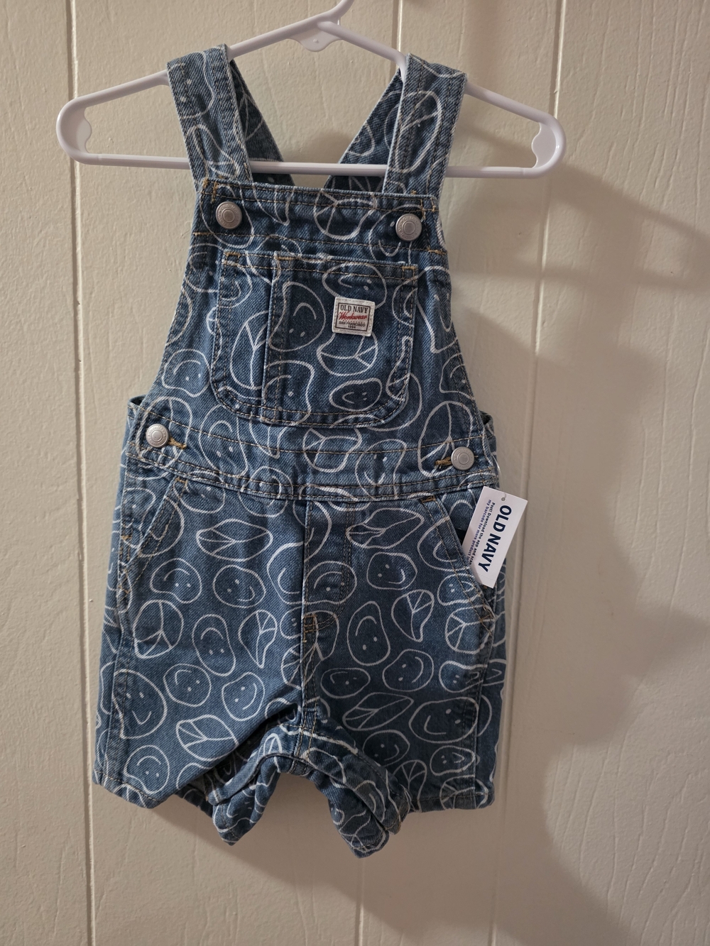 Old Navy Blue Denim Smile Print Kids Overalls Shorts